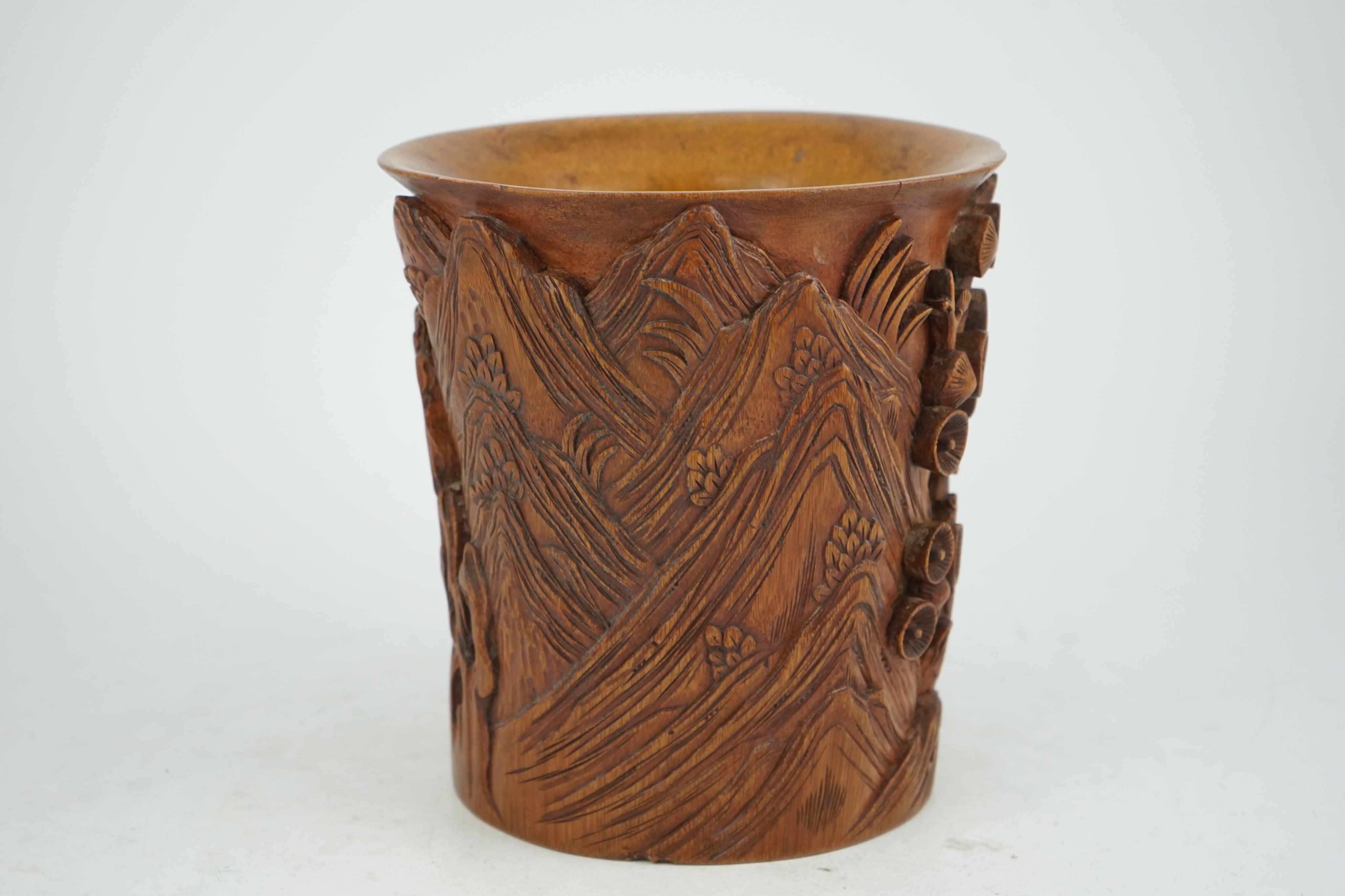 A Chinese bamboo brush pot, 19th century